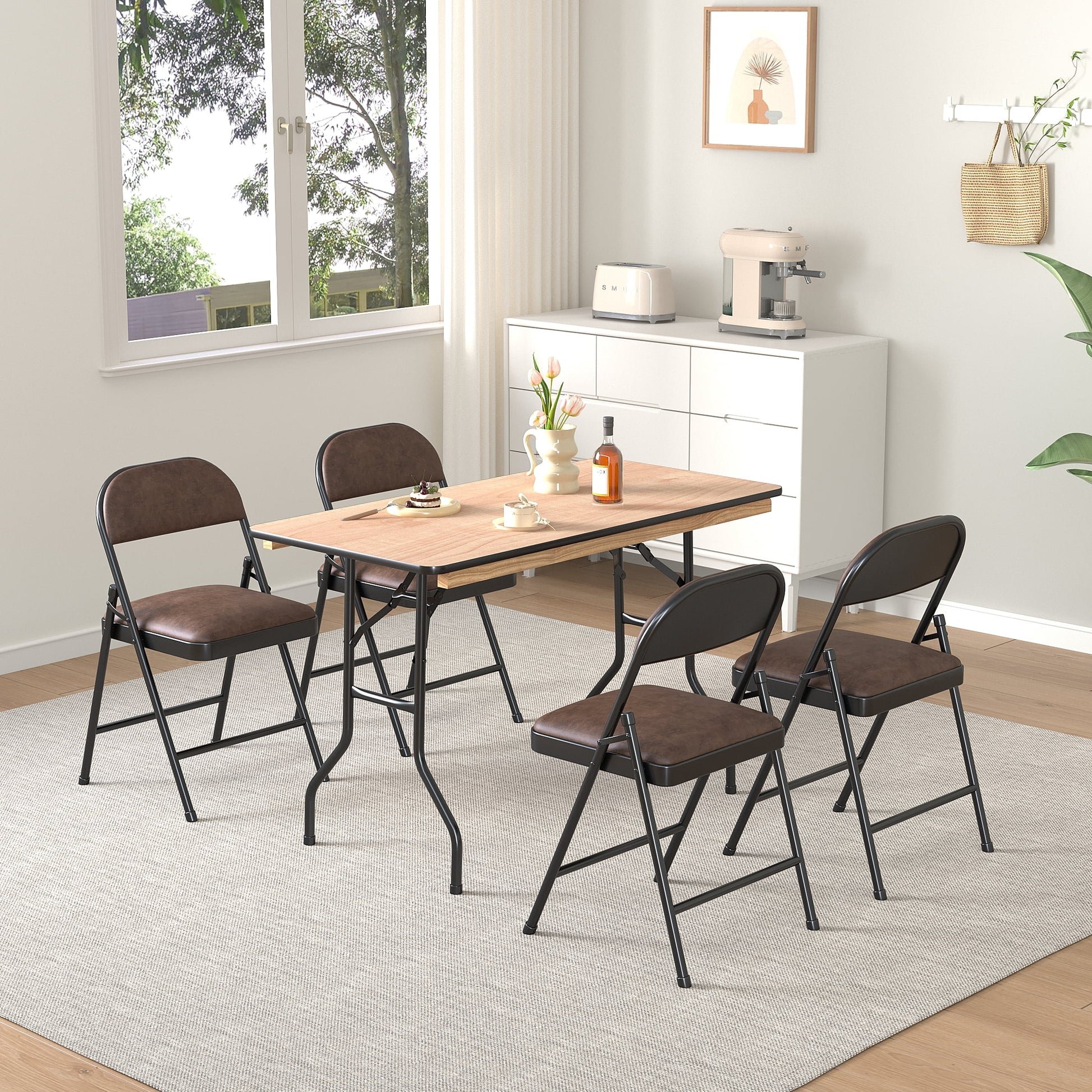 Mainstays 4' Wood Banquet Fixed Table Top Folding Legs Table, Natural
