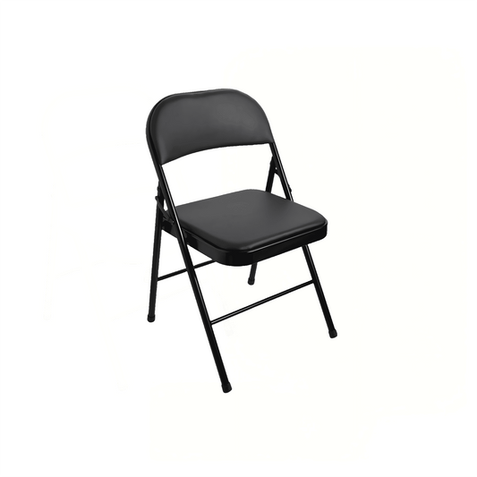 Mainstays Deluxe Vinyl Padded Seat and Back Folding Chair, Black