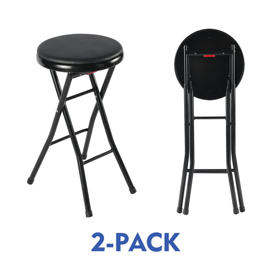 Mainstays Vinyl Padded Folding Counter Stool, Black (Set of 2)