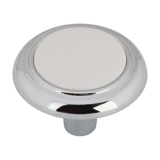 Mainstays 1-1/4" (32mm) Classic Cabinet Knob, Chrome and White, 10 Pack