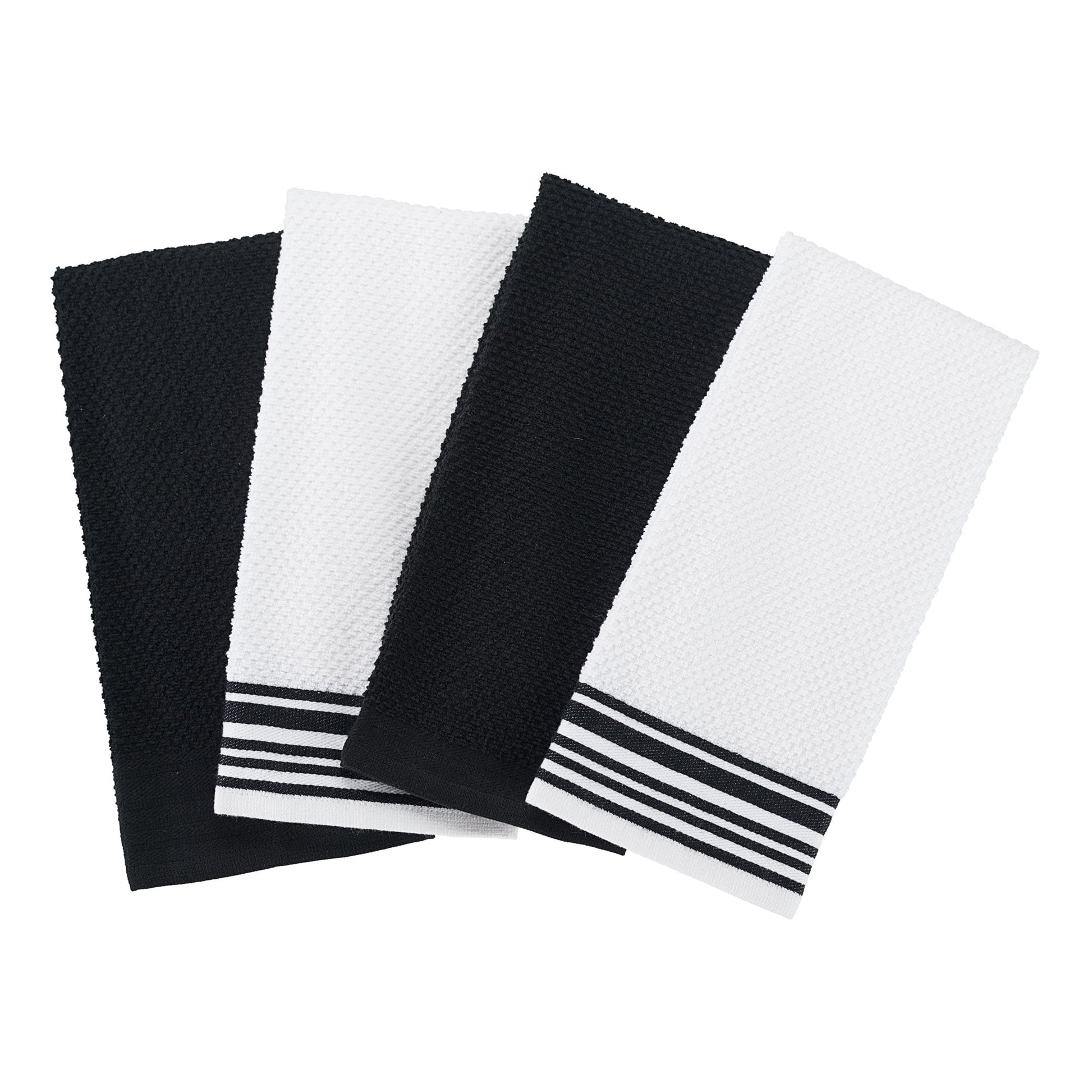 Mainstays 12-Pack 16 in x 26 in Woven Kitchen Towel Set, Rich Black