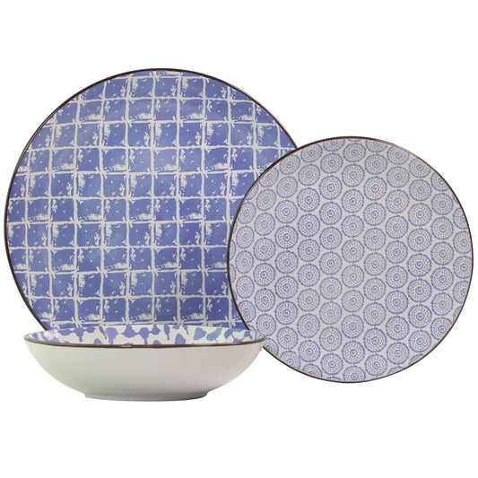Mainstays 12-Piece Stoneware Dinnerware Set, Blue