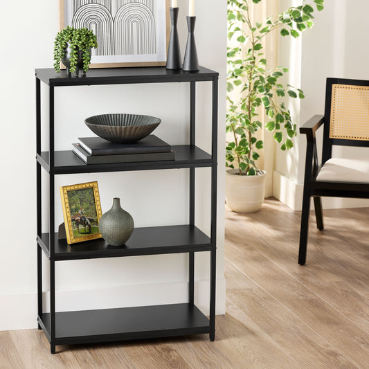 Mainstays 4-Shelf Metal Frame Bookcase, Black Finish