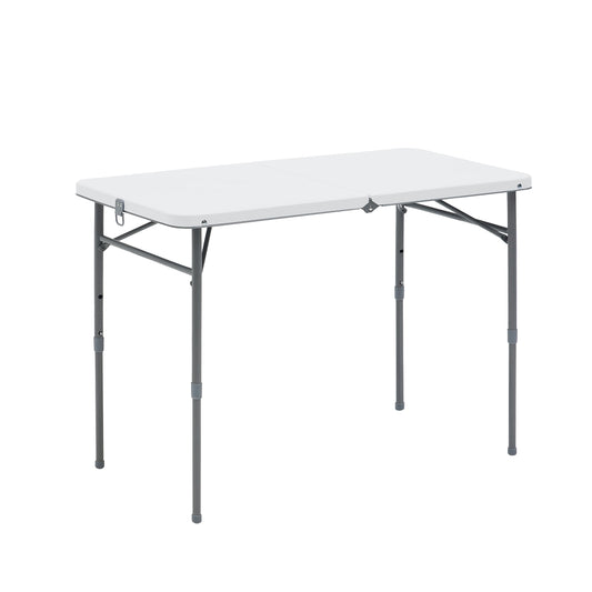 Mainstays 40"L x 20"W Plastic Adjustable Height Fold-in-Half Folding Table, White