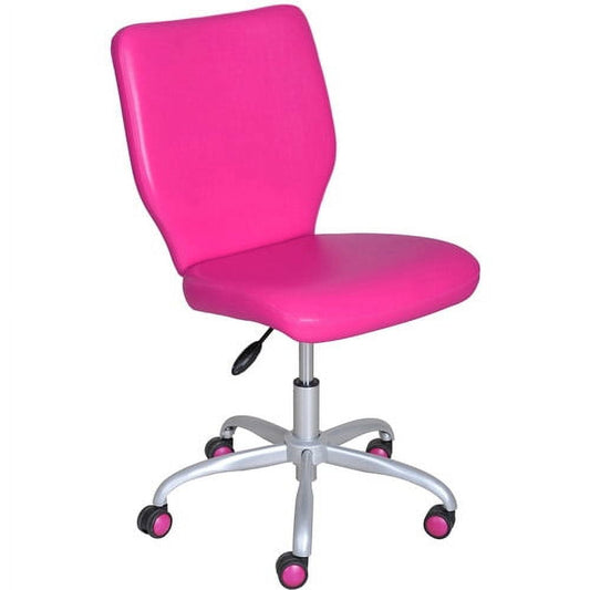 Mainstays Mid-Back Office Chair with Matching Color Casters, Fushia Faux Leather