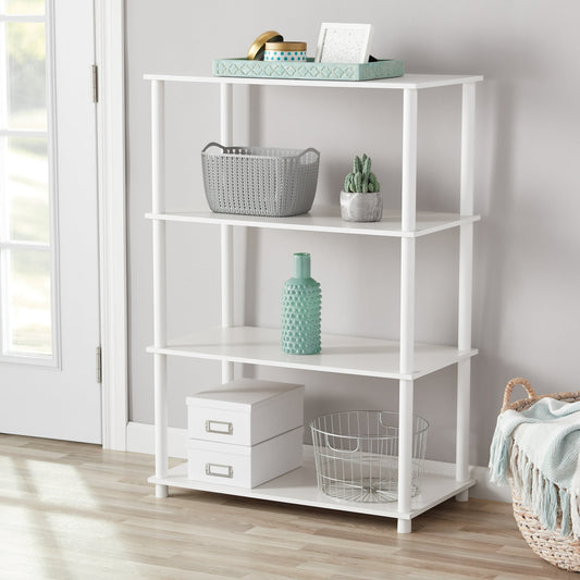 Mainstays No Tools 4-Shelf Bookcase, White