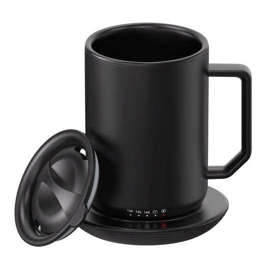 Mainstays Warming Coffee Mug, 12 oz Stainless Steel Coffee Mug with Mug Warmer Coaster and Lid