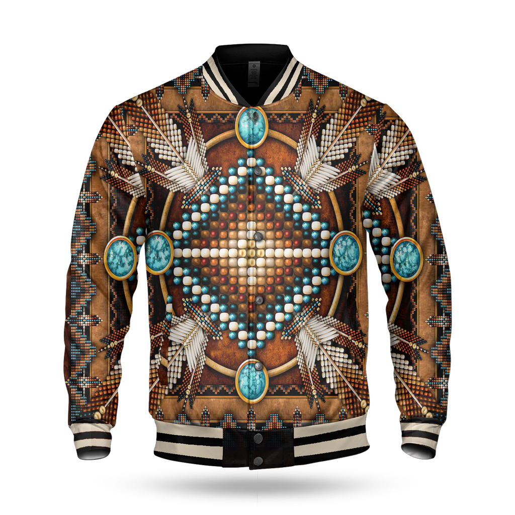 Mandala Brown Baseball Jacket Men Women
