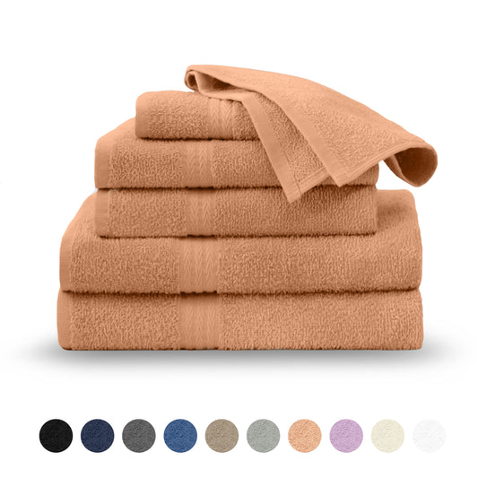 Martex Easy Living 6-Piece Cotton Towel Set, Soft & Quick-Dry Towels, Peach