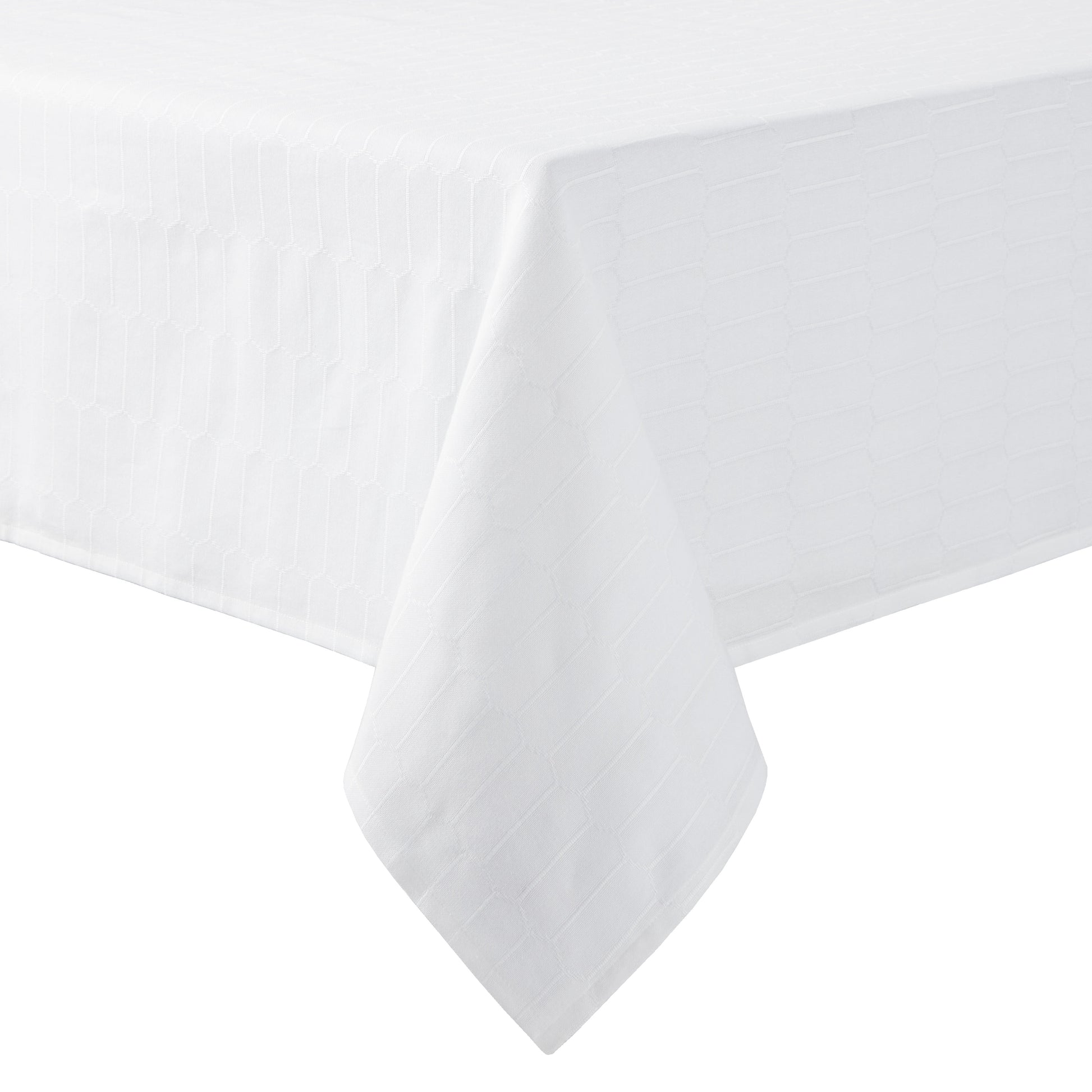 Martha Stewart Honeycomb Modern Farmhouse Fabric Tablecloth, White, 60"x120"