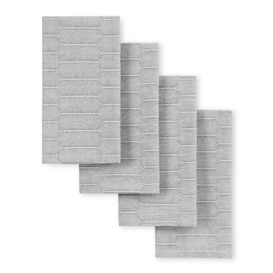 Martha Stewart Honeycomb Modern Farmhouse Napkin 4-Pack Set, Charcoal Grey, 19"x19"