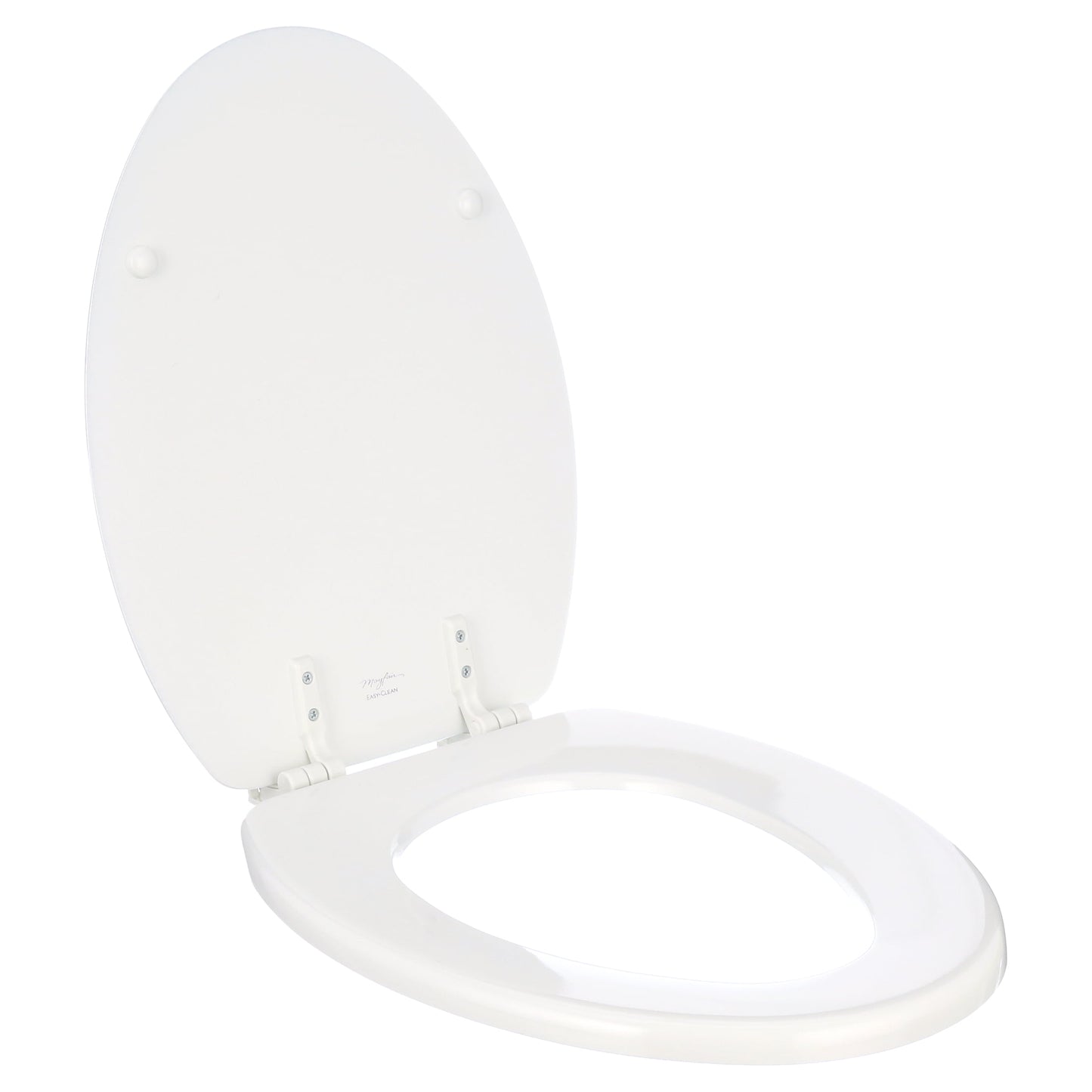 Mayfair Edgewater White Elongated Enameled Wood with StayÂ·Tite & Chrome Hinges Toilet Seat