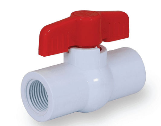 Midline Valve Heavy Duty PVC True Union Ball Valve; Pink Handle; 2'' FIP/ Solvent Connections; Grey Plastic