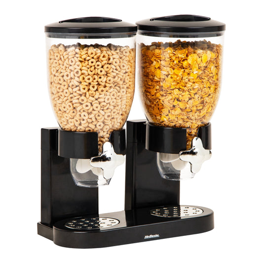Mind Reader Double Dry Food Dispenser, 2 x 3.5L Countertop Containers for Cereal, Granola, Candy, Rice, and Coffee Beans, Black