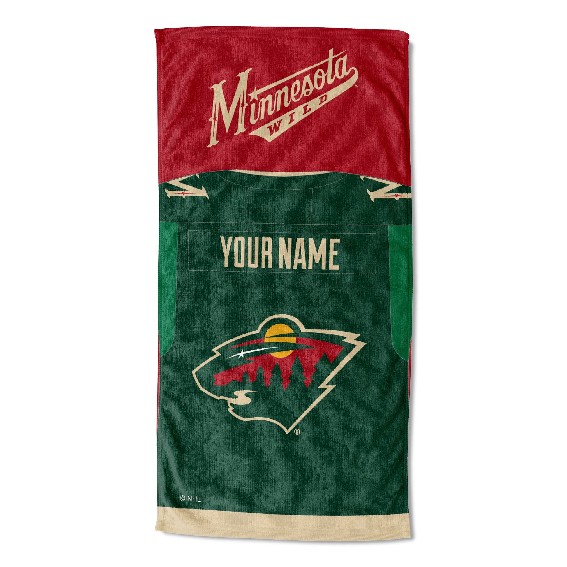 Minnesota Wild NHL Jersey Personalized Beach Towel, 30" x 60"