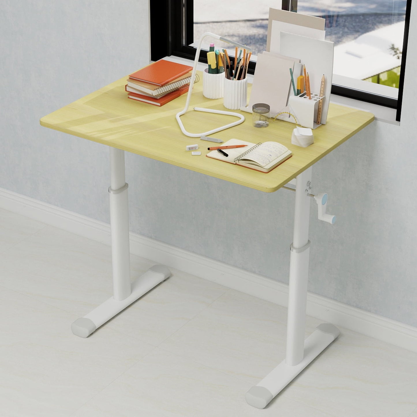 Mintazer 23" x 31.5" Height Adjustable Computer Desk, Home Office Standing Up Desk for Students,Teen and Adults, Nature