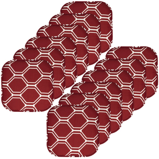 Mirage Hexagonal Print Memory Foam Chair Pads 12 Pack Wine/White