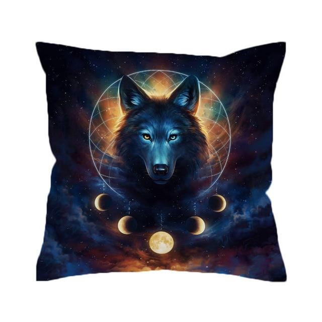 Moon Eclipse And Wolf Native AmericanPillow Cover Pillow-NT-123
