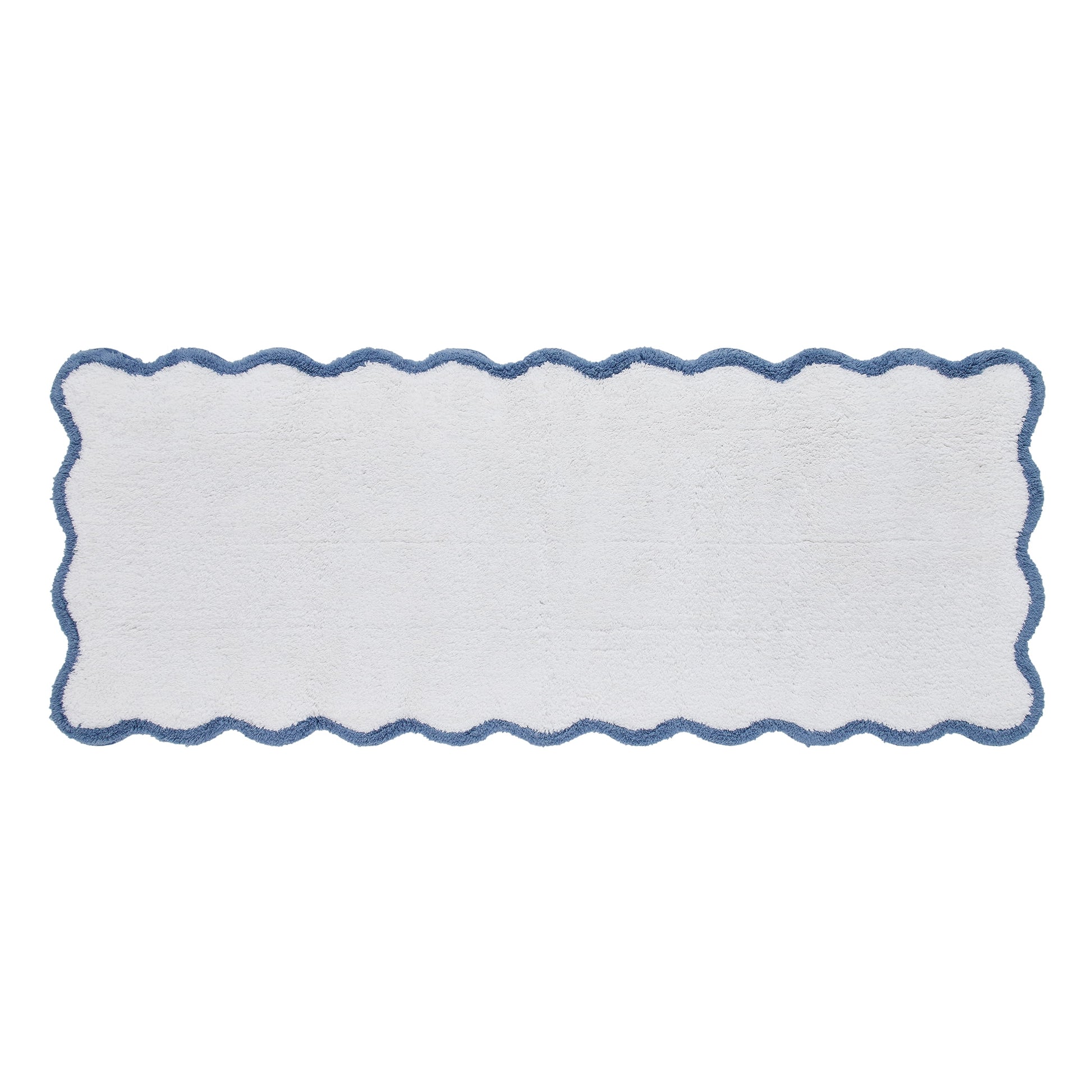 My Texas House Whitney Blue Scallop Cotton Bath Rug Runner, 24" x 60"