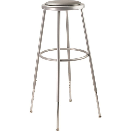 National Public Seating NPSÂ® 32"-39" Height Adjustable Heavy Duty Vinyl Padded Steel Stool, Grey