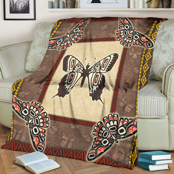 Native American Butterfly Symbols Fleece Blanket