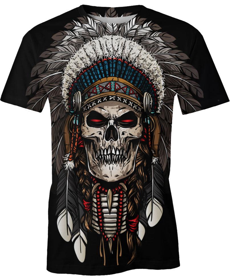 Native American Skull, 3D T Shirt, All Over Print T Shirt, Native American