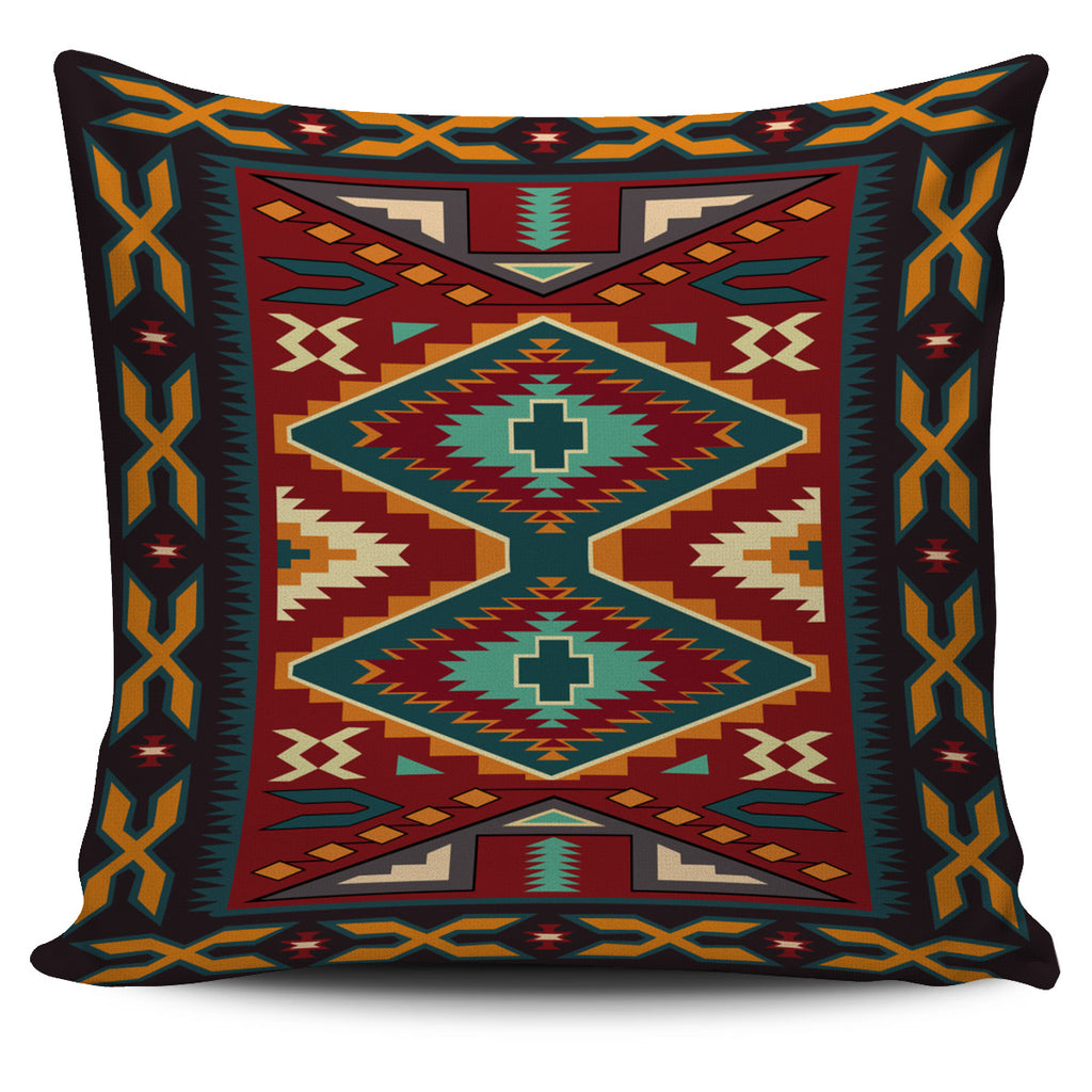 Native Red Yellow Pattern Native American Pillow Cover