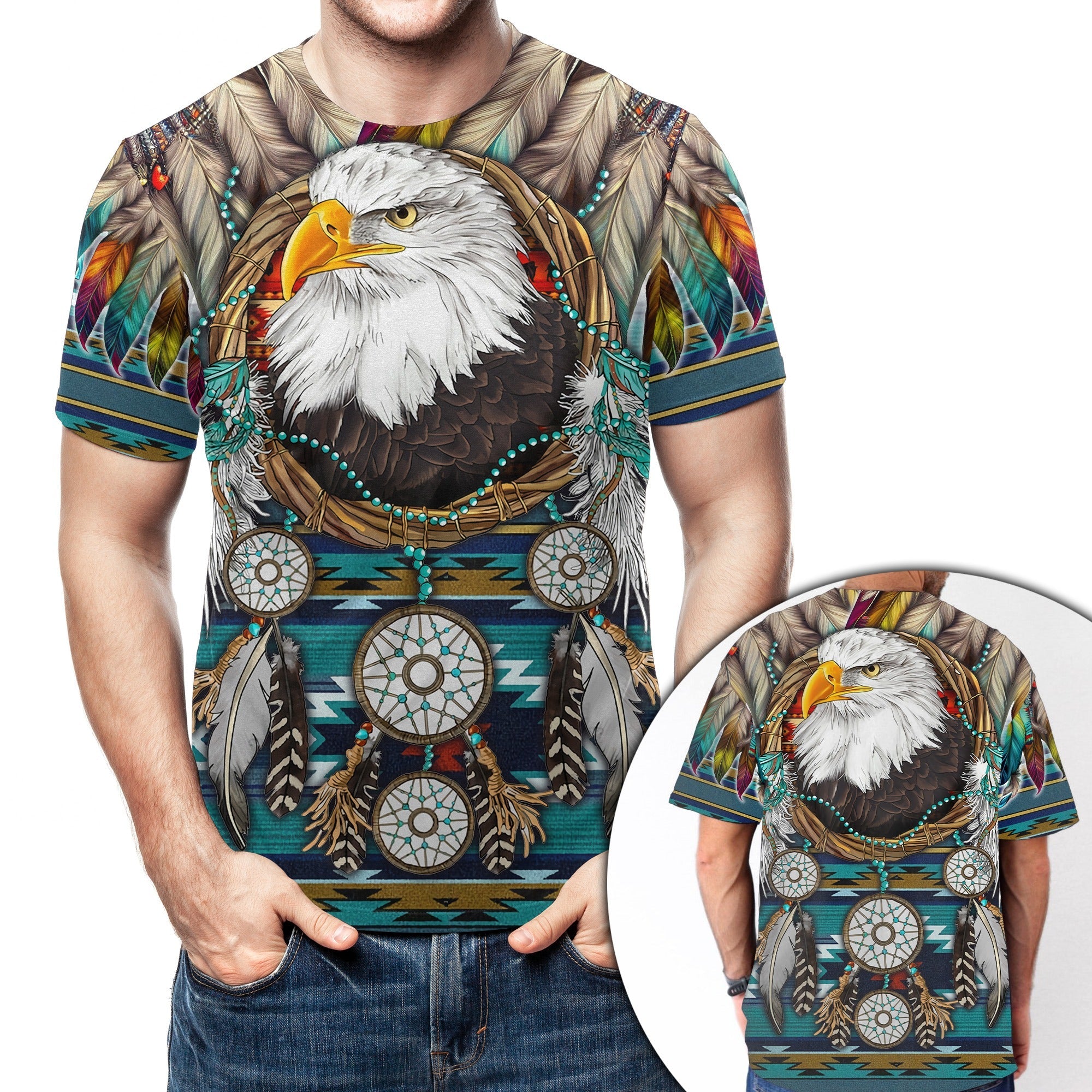 Native American Eagle Dreamcatcher 3D All Over Print T-Shirt