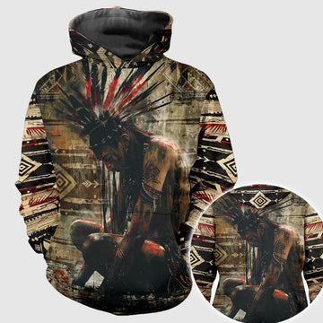 Native Warrior Tribal Spirit 3D All Over Print Hoodie
