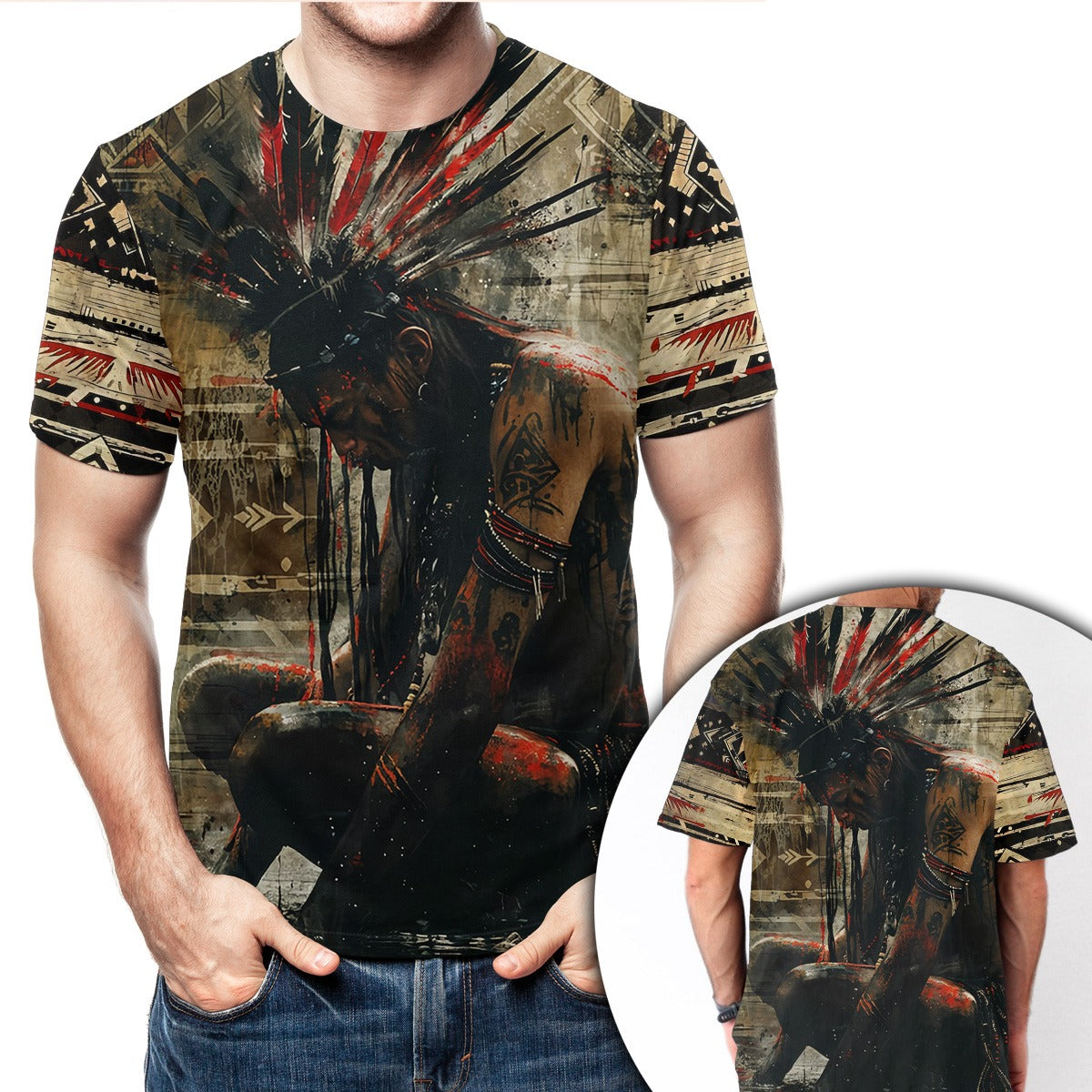 Native Warrior Tribal Spirit 3D All Over Print T-Shirt