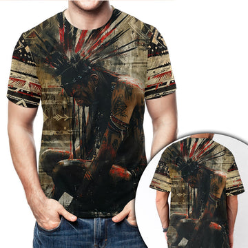 Native Warrior Tribal Spirit 3D All Over Print T-Shirt