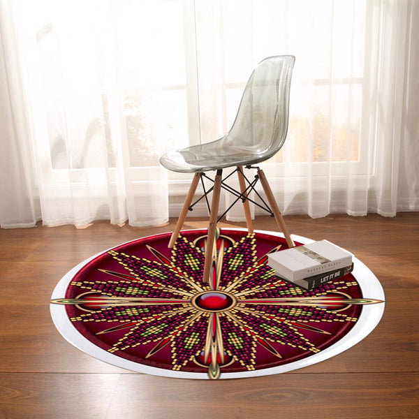 Naumaddic Arts Red Stone Native American Design Round Carpet
