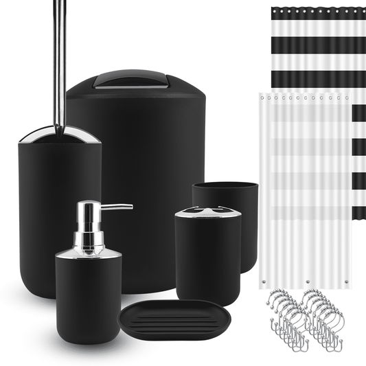 Nestl Hearth & Harbor 9-Piece Plastic Bath Accessories Sets, Black