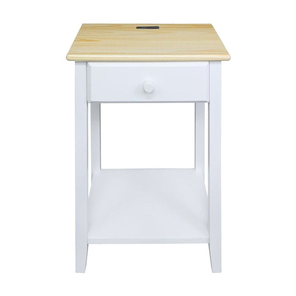 Casual Home Night Owl Nightstand with USB Port - Natural White