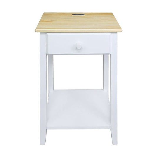 Casual Home Night Owl Nightstand with USB Port - Natural White