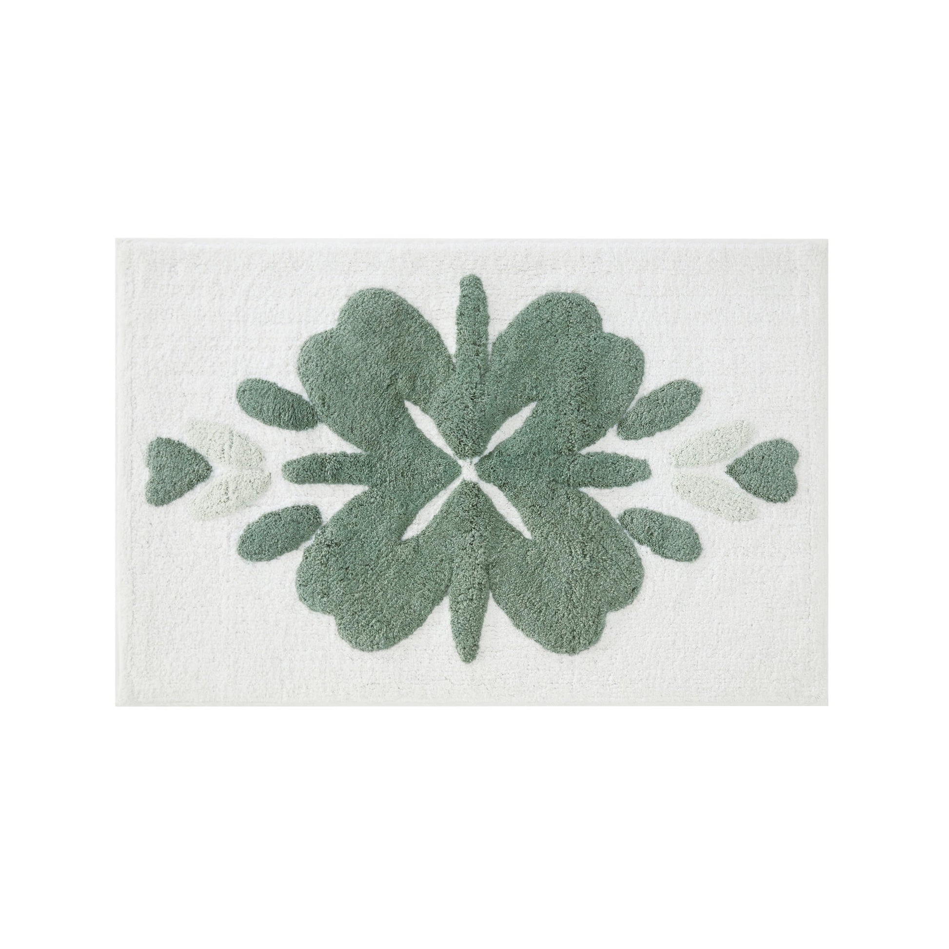 Noble Linens Floral Pattern Cotton Bath Mat, 24 in x 17 in, Blossoms Light Blue