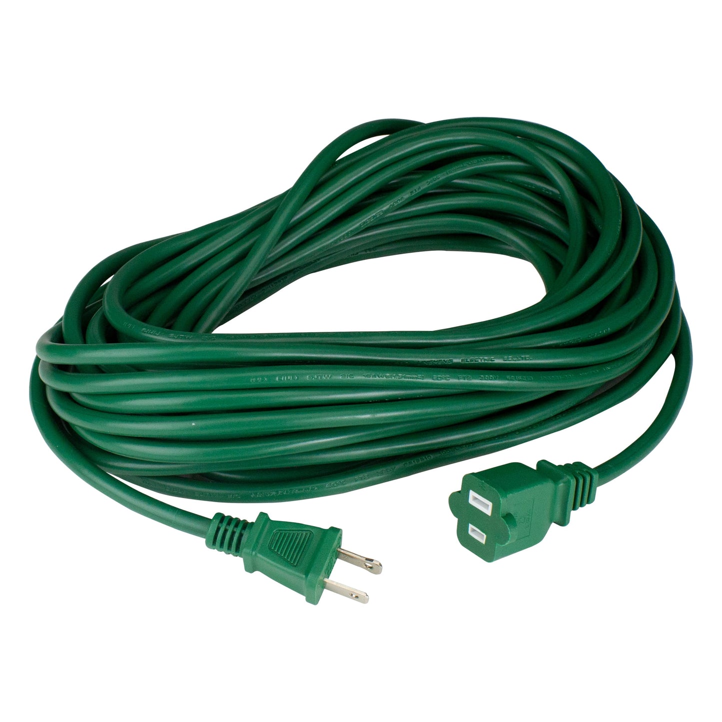Northlight Two-Prong Outdoor Extension Power Cord with End Connector - 40' - Green