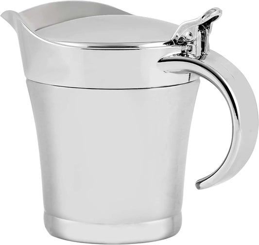 OVENTE 14 Ounce Double Insulated Stainless Steel Gravy Boat with Hinged Lid,Â SilverÂ GB4541S