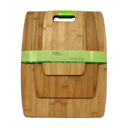 Oceanstar 3-Piece Eco-Friendly Traditional Bamboo Cutting Board Set in Brown