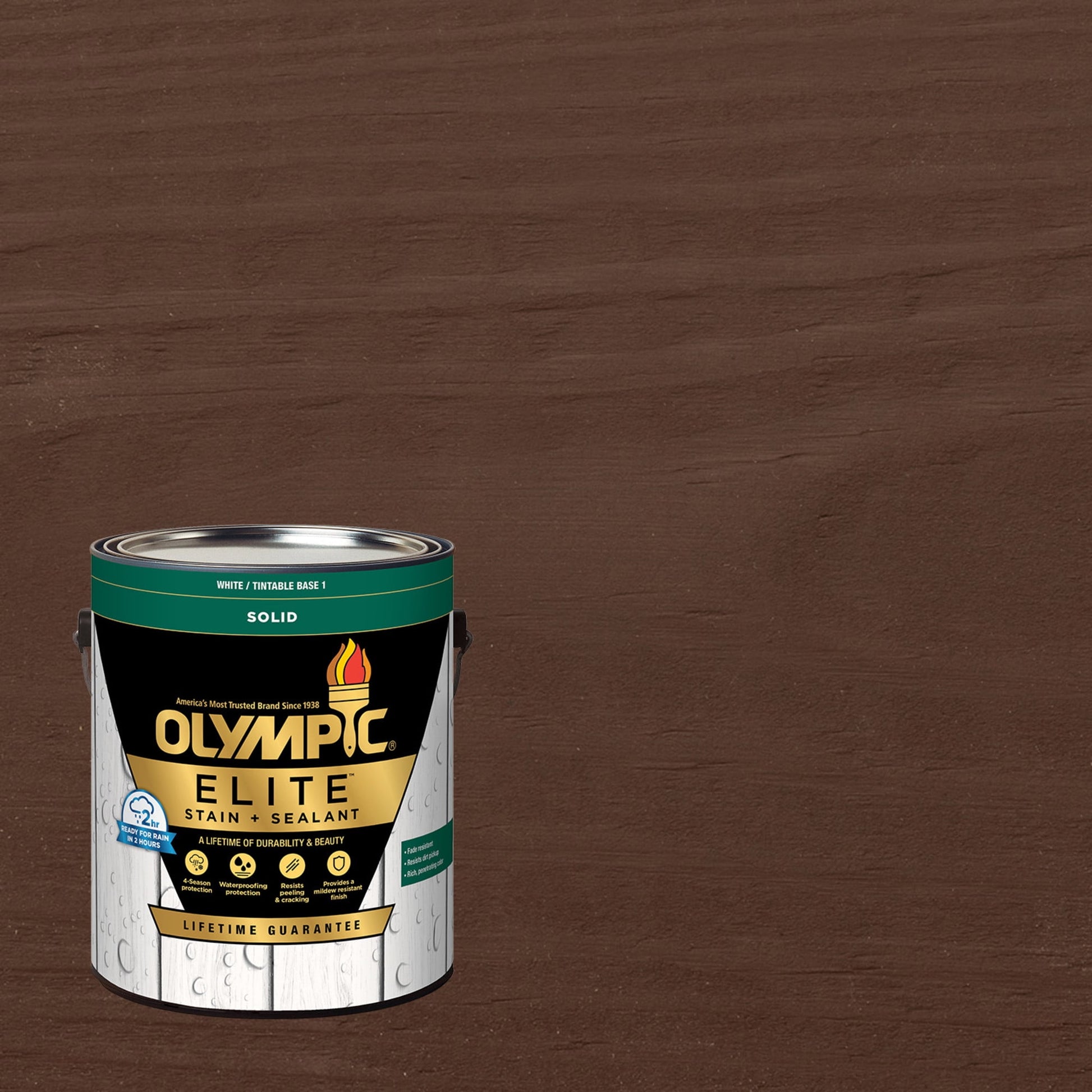 Olympic Elite 1 Gallon SC-1044 Mahogany Solid Advanced Exterior Stain and Sealer in One
