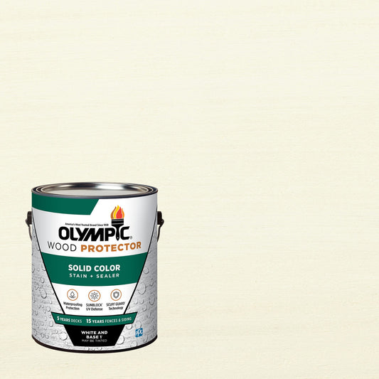 Olympic 1 Gallon White Solid Exterior Wood Protector Stain Plus Sealer in One