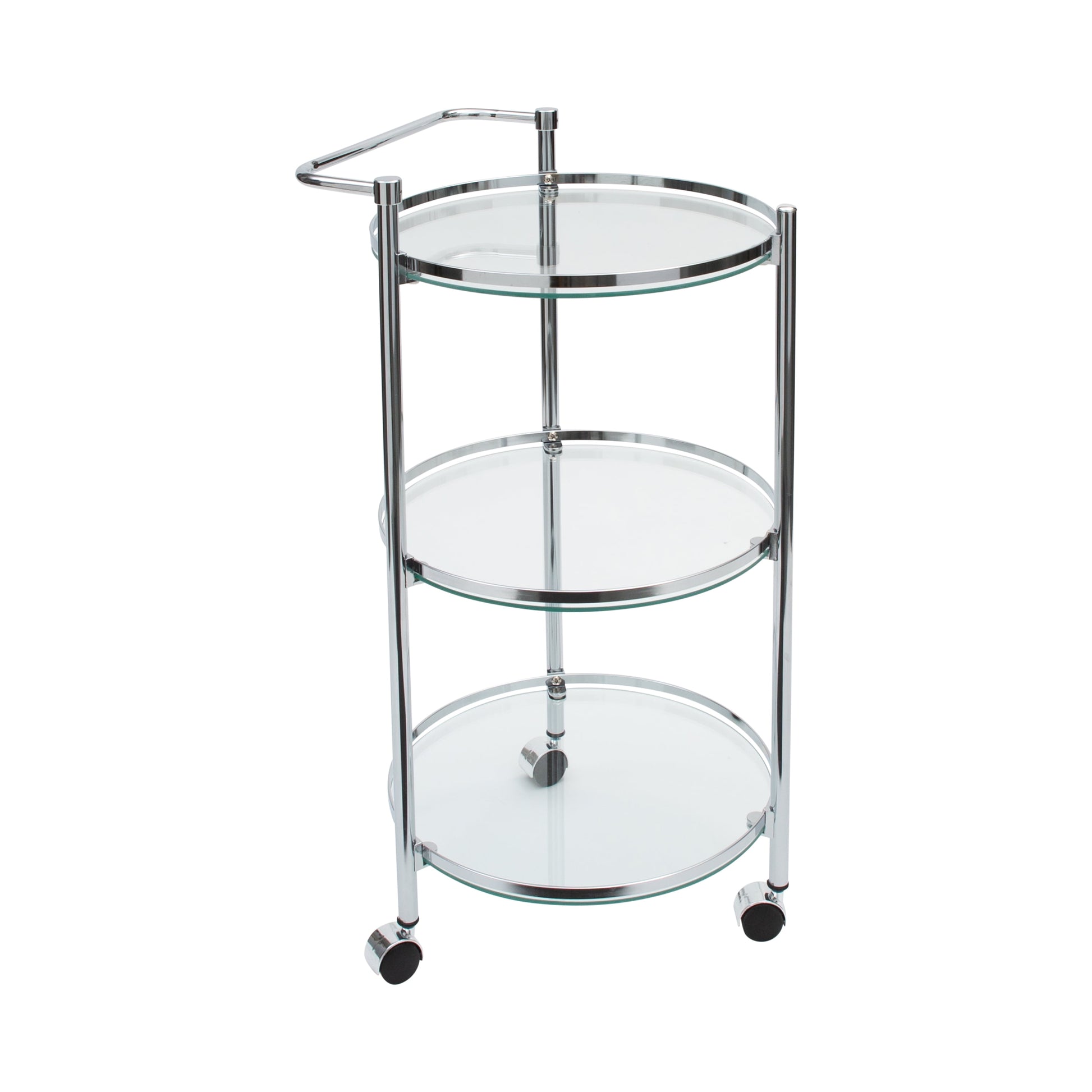 Organize It All Circular Tempered Glass Rolling Kitchen Serving Cart