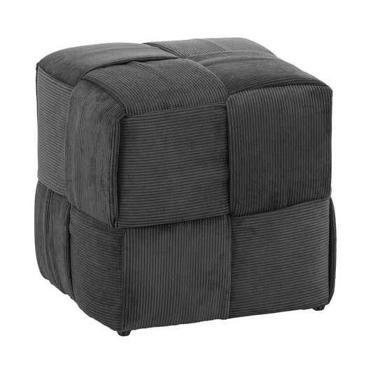 Ottoman Foot Rest, Soft Comfortable Square Corduroy Woven Design, Multi-Purpose Footrest Floor Seat Vanity Stool for Living Room Bedroom Nursery, No Installation Required, Grey