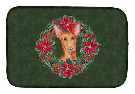 Pharaoh Hound Poinsetta Wreath Dish Drying Mat