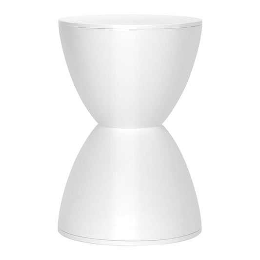 Plastic Hourglass Side Table Bedroom Nightstand, White