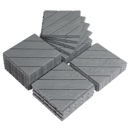 Plastic Interlocking Deck Tiles, 27 Pack, 11.8"x11.8" Waterproof Flooring Tiles for Indoor and Outdoor, Patio Floor Decking Tiles for Porch Poolside Balcony Backyard, Dark Grey