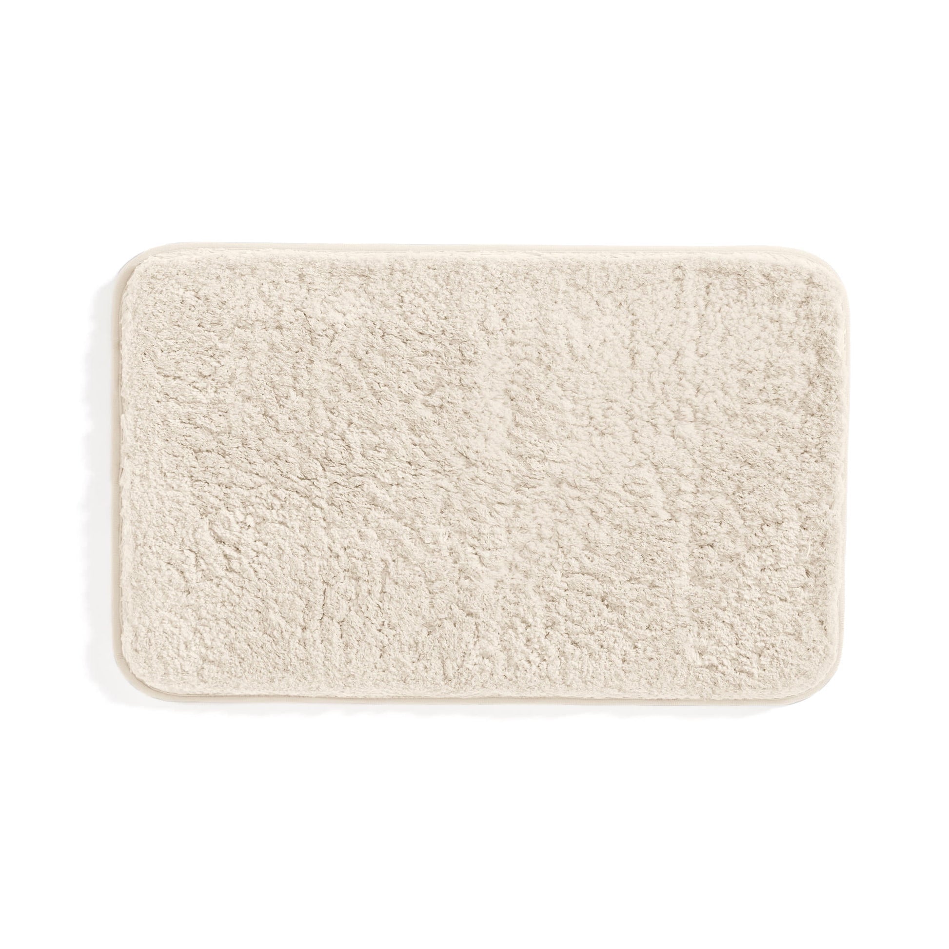 Plush Absorbent Bath Mat Rug with Anti-Skid Rubber Backing, 34 x 21, Ivory, by Noble Linens