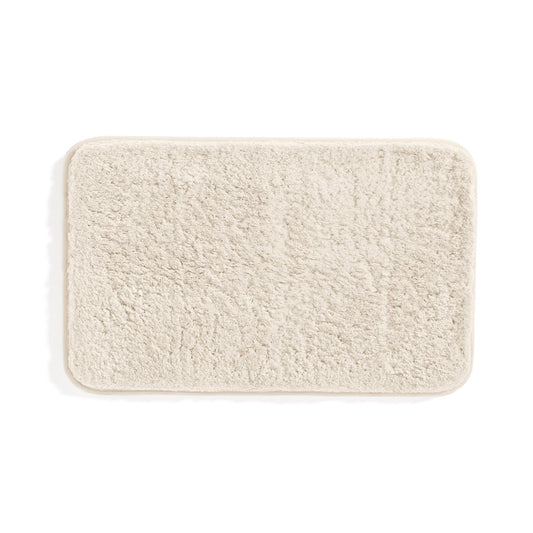 Plush Absorbent Bath Mat Rug with Anti-Skid Rubber Backing, 34 x 21, Ivory, by Noble Linens