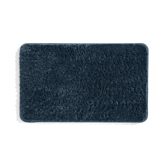 Plush Absorbent Bath Mat Rug with Anti-Skid Rubber Backing, 34 x 21, Navy, by Noble Linens