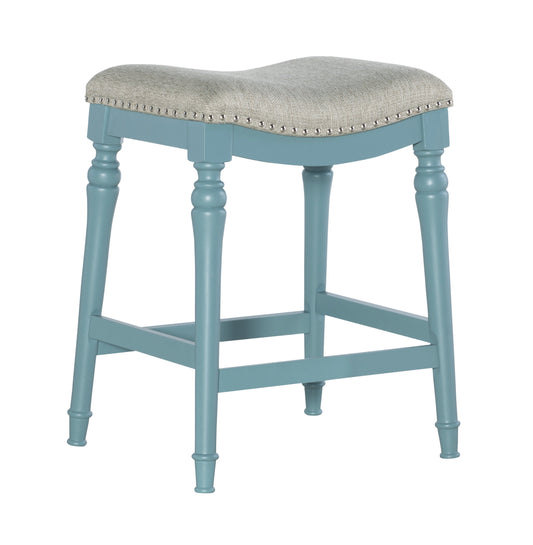 Powell Hayes Backless Wood Counter Stool, 27" seat Height, Teal Finish